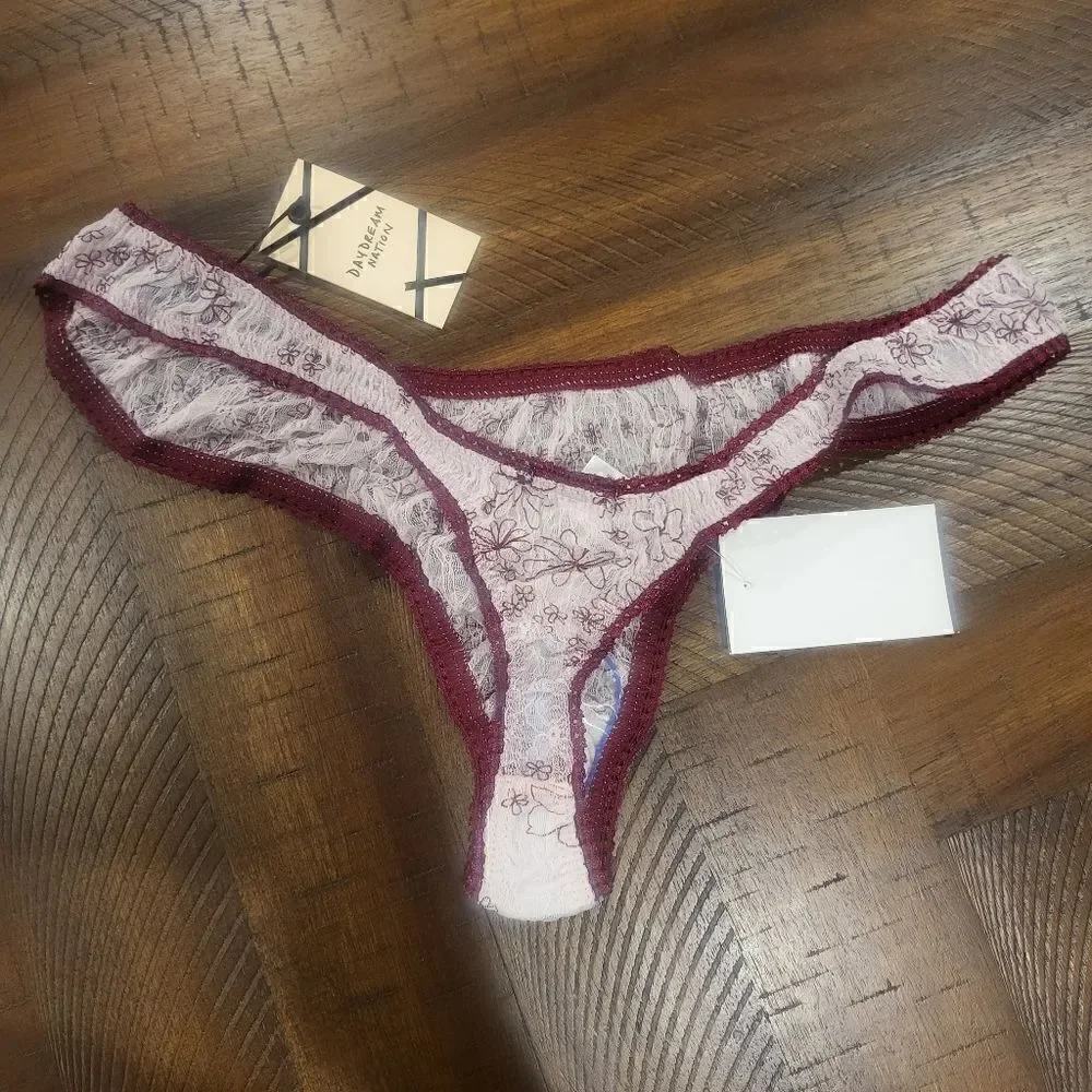 Dolls Kill x Daydream Nation On My Mind Floral Thong Meduim Blush